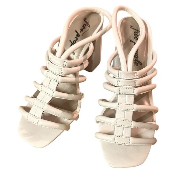 Free People Colette White Leather Sling Back Sandal, 7.5 NWT - Picture 1 of 6